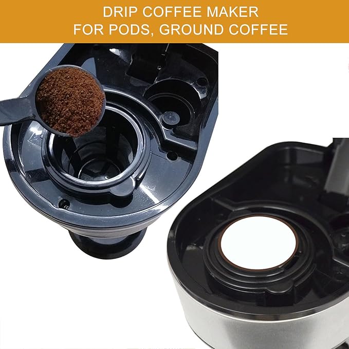 HEEPDD 2 in 1 Capsule Coffee Maker Stainless Steel Panel 800W Accurate Temperature Control Capsule Coffee Maker Personal Single Serve Drip Coffee Machine for Home Travel