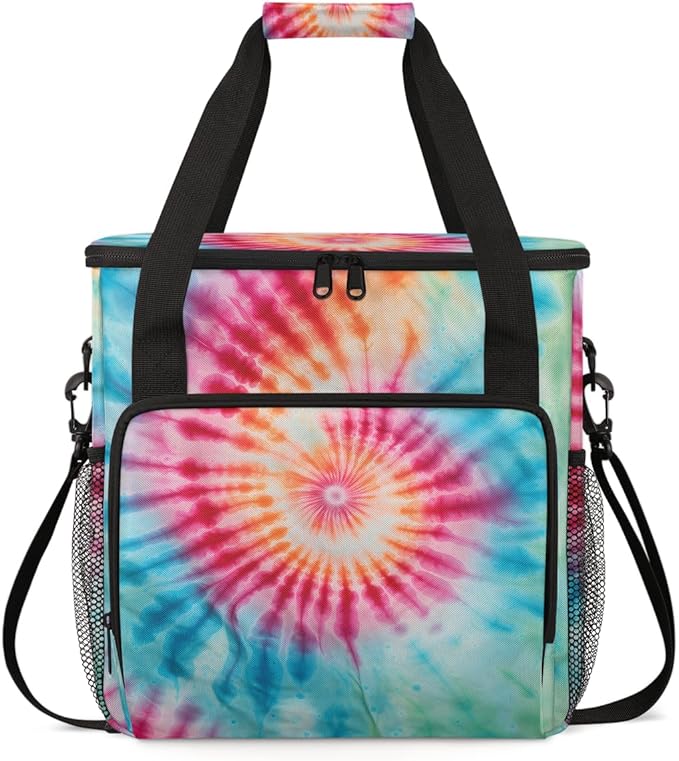 Tie Dyeing Coffee Maker Carrying Bag Red Purple Portable Travel Storage Tote Bag Compatible with K-Mini or K-Mini Plus Single Serve Coffee Brewer Carrying Case with Multiple Pockets &amp Shoulder S