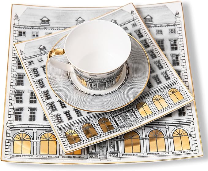 bone china dinnerware set plates and bowls sets dishes set 16-piece dinnerware sets for 4 plate set dinner plates kitchen plates and bowls set (Service for 4)