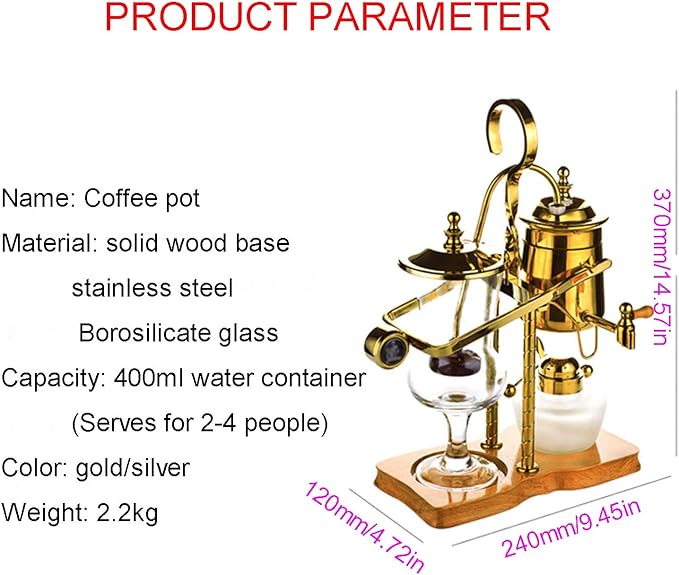 Luxury Balancing Siphon Coffee Maker/BrewerBalance Syphon Coffee Maker Double ColumnEasy to Clean Permanent Filter and Water RetainerA