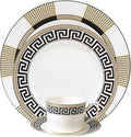 Bone Dinner Plates with China Teacup and Saucer Set for 2 8 Pieces Black and Gold Dinnerware Set Elegant Dish Set for Afternoon Tea Dessert Wedding and Home Décor