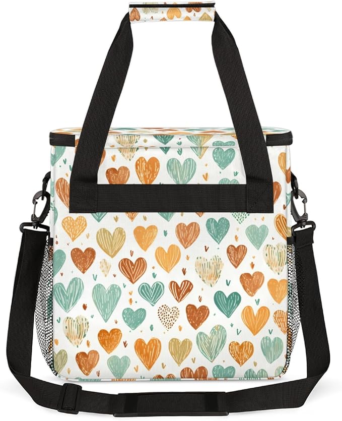 Retro heart Coffee Maker Carrying Bag Portable Travel Storage Tote Bag Compatible with K-Mini or K-Mini Plus Single Serve Coffee Brewer Carrying Case with Multiple Pockets &amp Shoulder Strap