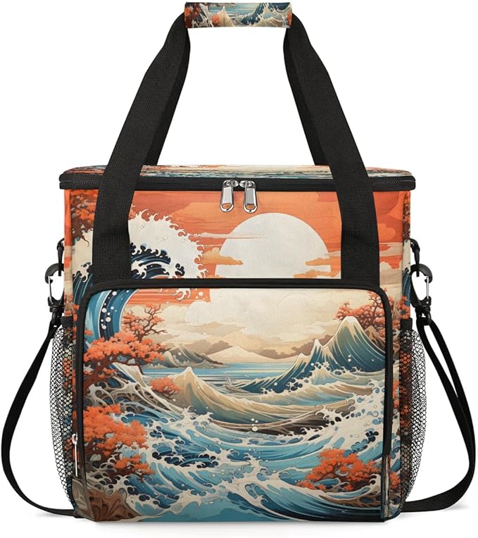 Waves Ocean Sunrise Coffee Maker Carrying Bag for Keurig K-Mini or K-Mini Plus Storage Portable Coffee Maker Travel Bag