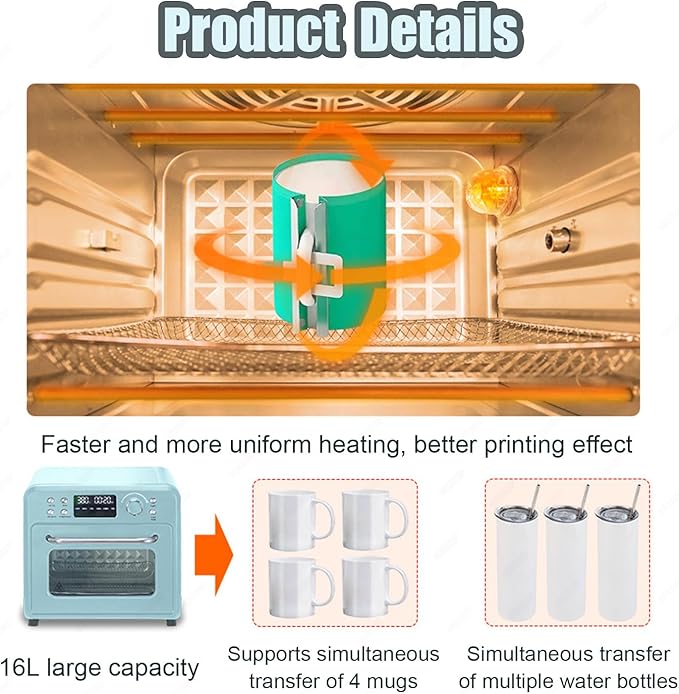 Sublimation Oven Machine25 L/ 1600 W Light Blue Convection Oven Rapid Heating Intuitive OperationCeramic Mug Sublimation Heat Press Machine Oven 30L