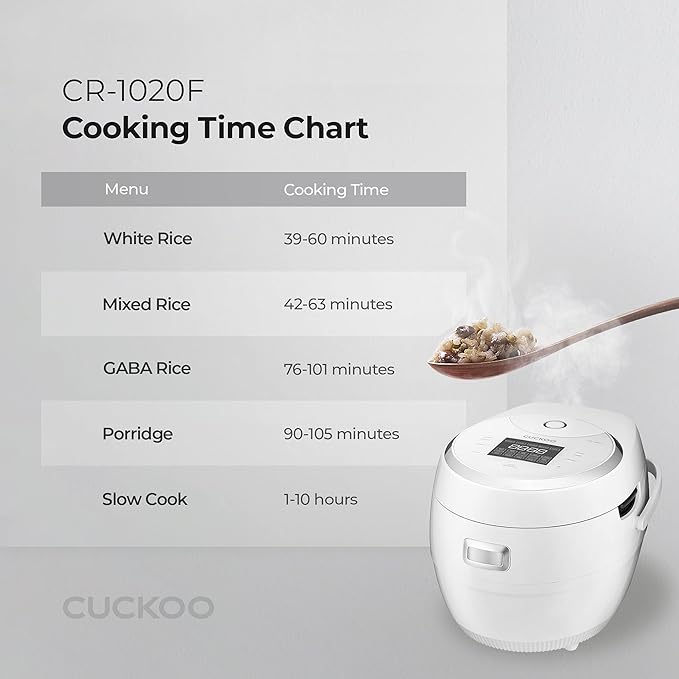 CUCKOO CR-1020F | 10-Cup (Uncooked) Micom Rice Cooker | 16 Menu Options: White Rice Brown Rice &amp More Nonstick Inner Pot Designed in Korea | White (Renewed)