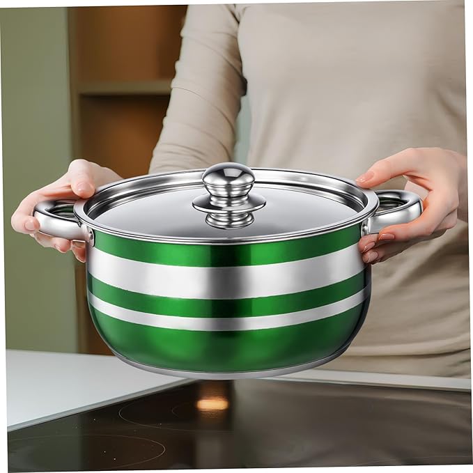 Alipis 4pcs Stainless Steel Cookware Set with Ergonomic Cool-touch Handles Induction Compatible Stock Pots Even Heat Distribution Dishwasher Safe Kitchen Cooking Utensils for Home and