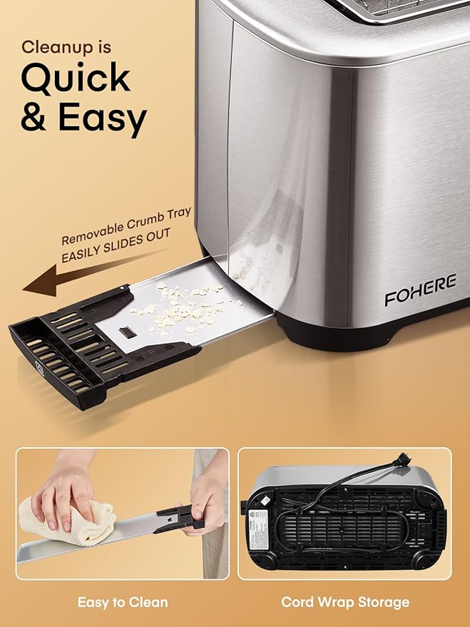 4 Slice Toaster Touch Screen Control Long Extra Wide Slots Smart Bread Toaster 6 Bread Types &amp 6 Shade Settings Stainless Steel Toaster with Removable Tray Cancel/Defrost/Reheat Function Sli