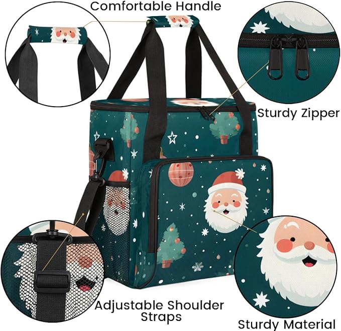 Xmas Santa Claus Coffee Maker Carrying Bag Watercolor Santa Claus Travel Storage Bag Compatible with K-Mini or K-Mini Plus Single Serve Coffee Brewer Carrying Case with Pockets &amp Shoulder Strap