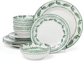 Oneida Dinnerware Set Solear Green 12-Piece Set Service For 4 Stoneware Material Dishwasher Safe &amp Microwave Safe Home Kitchen And Dining Dinner Plates And Bowls Sets (Green 12 Pieces)