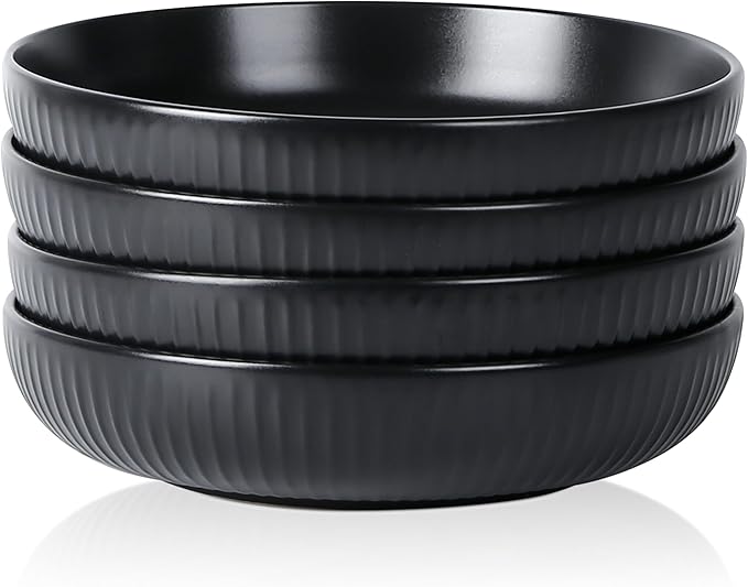 Stone Lain Logan Stoneware Pasta Bowl Set of 4 Black