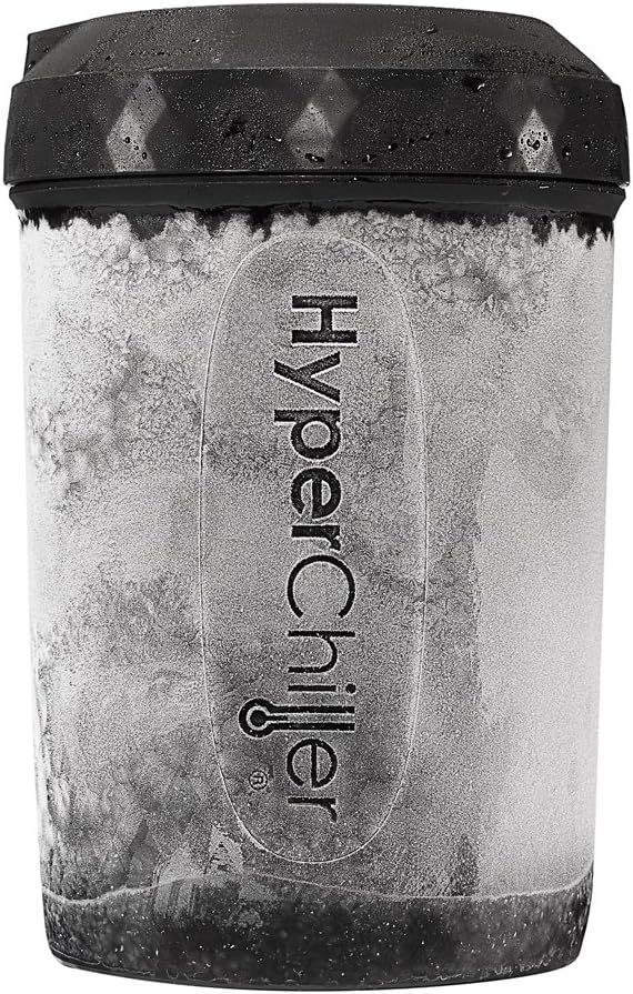 HyperChiller HC2 Patented Iced Coffee/Beverage Cooler NEW IMPROVEDSTRONGER AND MORE DURABLE! Ready in One Minute Reusable for Iced Tea Wine Spirits Alcohol Juice 12.5 Oz Black
