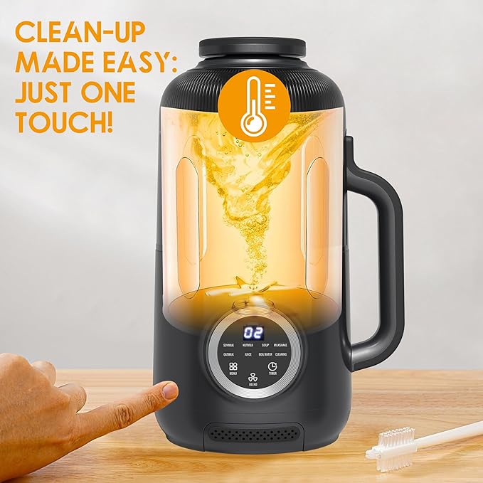 40oz Nut Milk Maker Machine 10 in 1 Automatic Soy Milk Maker for Homemade Almond Oat Soup Plant-Based Soybean Machine with Delay Start/Keep Warm/Boil Water/Self Cleaning/Quiet Blender Black
