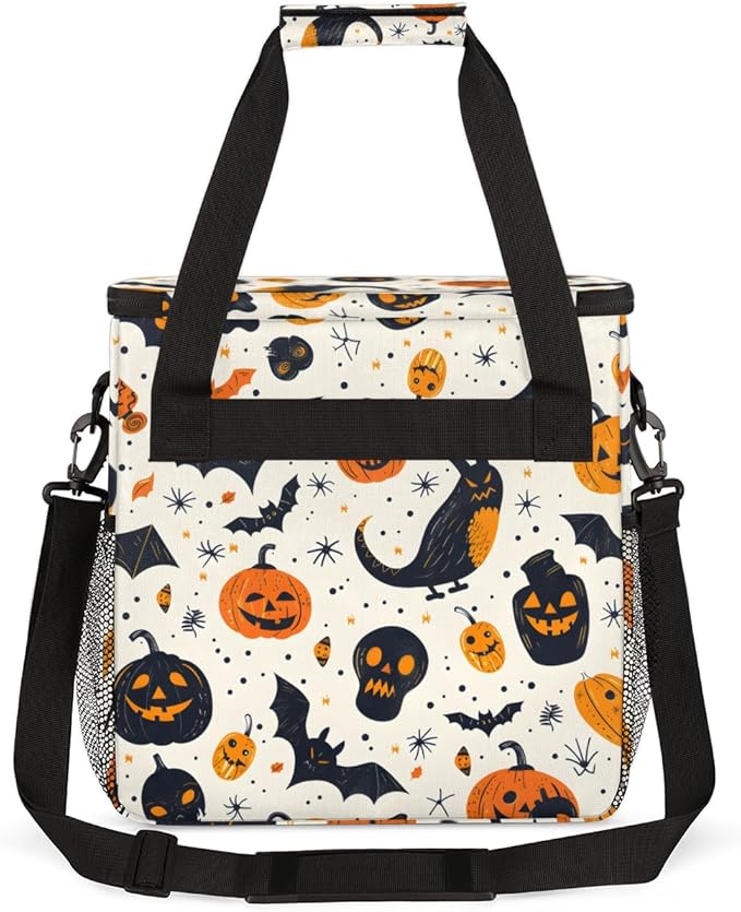 Cartoon Pumpkin Coffee Maker Carrying Bag Gothic Pumpkin Travel Storage Bag Compatible with K-Mini or K-Mini Plus Single Serve Coffee Brewer Carrying Case with Multiple Pockets &amp Shoulder Strap
