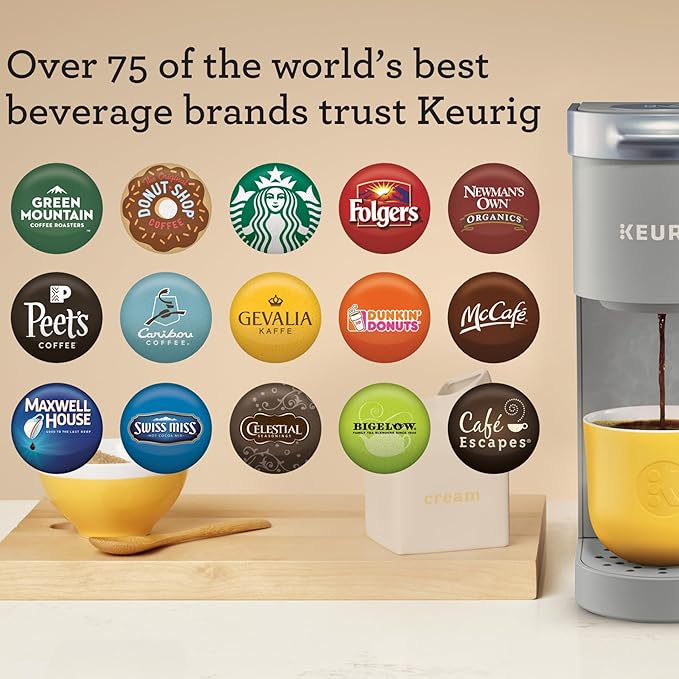 Keurig K-Mini Single Serve K-Cup Pod Coffee Maker 6 to 12oz Brew size with Cord Storage Perfect for Small Spaces Studio Gray