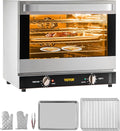 VEVOR Commercial Convection Oven 66L/60Qt Half-Size Conventional Oven Countertop 1800W 4-Tier Toaster w/Front Glass Door w/Trays Wire Racks Clip Gloves 120V