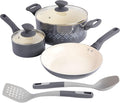 Spice by Tia Mowry Savory Saffron 7-Piece Healthy Nonstick Ceramic Cookware Set - Grey