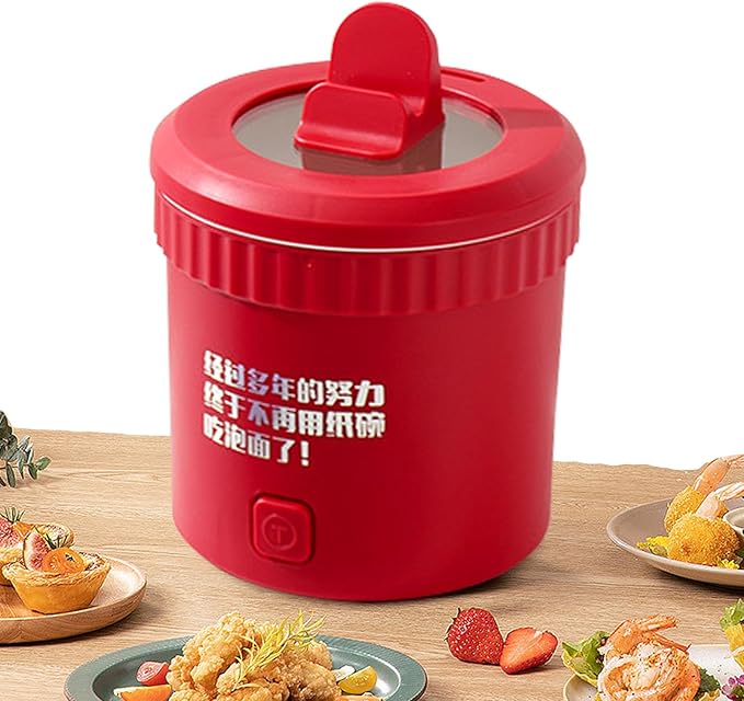 Multifunctional Mini Rice Cooker Smart Automatic Multi-function Electric Hot Pot 1L Small Household Multifunctional All-in-One Pot Soup Porridge Noodle Pot Steaming Stir-Frying (red)