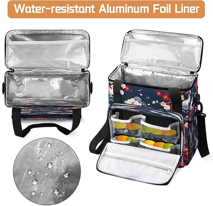Plum Blossom Crane Cloud Coffee Maker Carring Bag Travel Carrying Storage Tote Bag Compatible with Keurig K-Mini or K-Mini Plus Portable Single Serve Coffee Brewer Case with Pockets for K-cup Pods