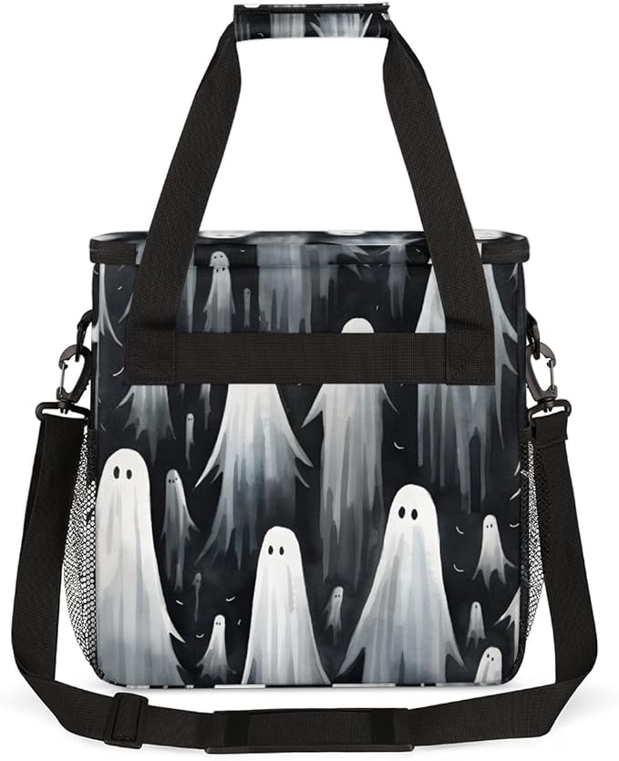 Halloween Ghosts Coffee Maker Carrying Bag Bright Ghosts Travel Storage Bag Compatible with K-Mini or K-Mini Plus Single Serve Coffee Brewer Carrying Case with Multiple Pockets &amp Shoulder Strap