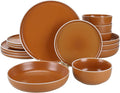 BIA Cordon Bleu Stoneware Tempo 16-Piece Dinnerware Set Double Bowl Terracotta