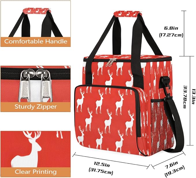 Christmas (750) Coffee Maker Carring Bag Travel Carrying Storage Tote Bag Compatible with Keurig K-Mini or K-Mini Plus Portable Single Serve Coffee Brewer Case with Pockets for K-cup Pods