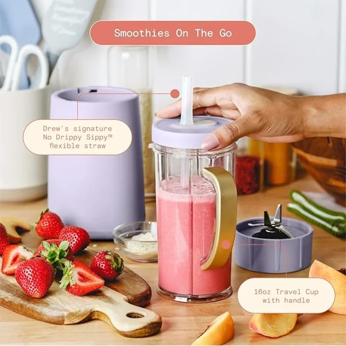 Personal Blender 12-Piece Set 240W Power BPA-Free Dishwasher Safe with Travel Cup and Grinding Blade (Lavender)