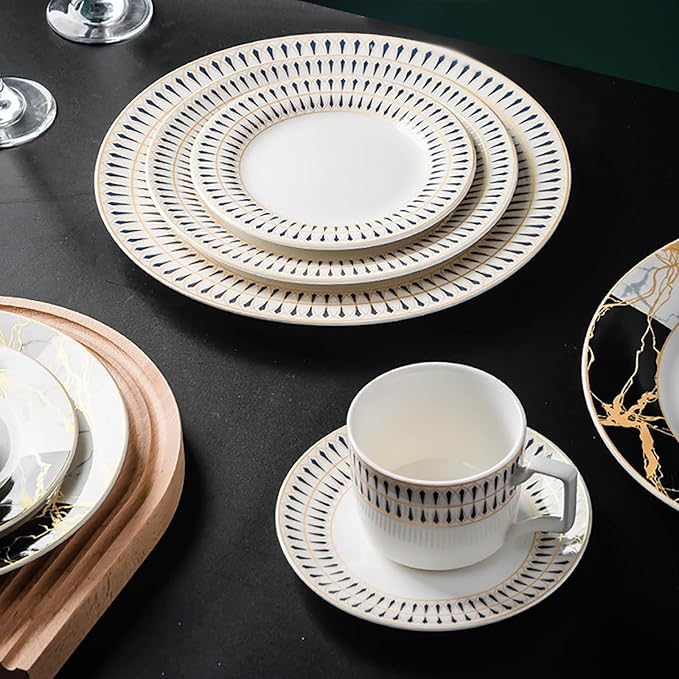 24-piece dinnerware sets dish set for 6 ceramic round plates white kitchen dish set with dinner plates and cup plates and cups set daily use dishwasher safe for housewarming party