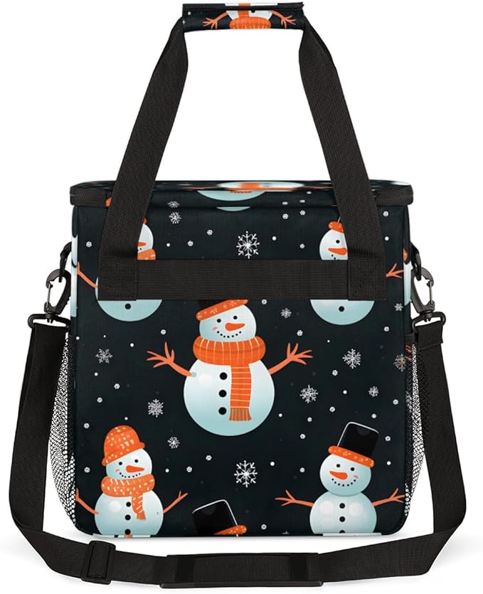 Xmas Snowman Coffee Maker Carrying Bag Modern Snowman Travel Storage Bag Compatible with K-Mini or K-Mini Plus Single Serve Coffee Brewer Carrying Case with Multiple Pockets &amp Shoulder Strap