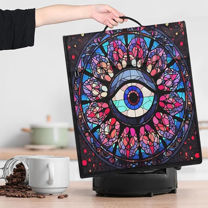 cfpolar Kitchen Aid Mixer Cover Compatible with 6-8 Quarts Evil Eye Glass Painting Stand Mixer Cover Kitchen Aid Mixers Accessories Appliance Organizer Bag Dust Covers with Zipper Pocket
