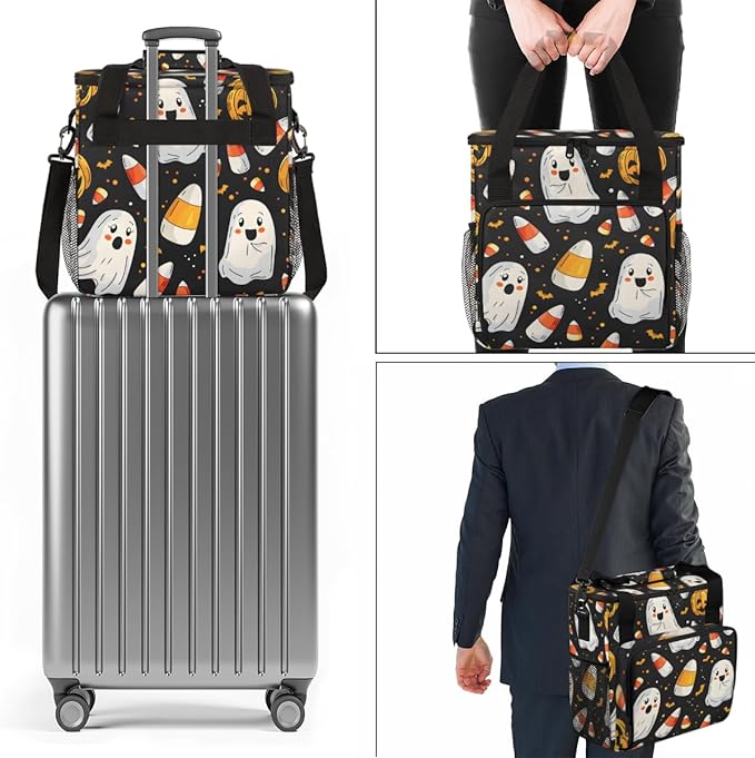 Cartoon Pumpkin Coffee Maker Carrying Bag Halloween Pumpkin Travel Storage Bag Compatible with K-Mini or K-Mini Plus Single Serve Coffee Brewer Carrying Case with Multiple Pockets &amp Shoulder Str