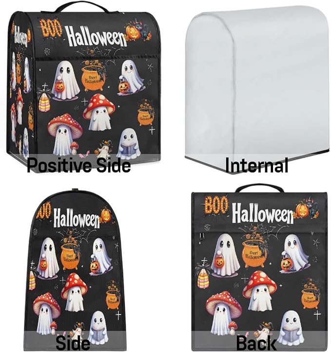 cfpolar Kitchen Aid Mixer Cover Compatible with 6-8 Quarts Halloween Pumpkin Spider Ghosts Stand Mixer Cover Kitchen Aid Mixers Accessories Appliance Organizer Bag Dust Covers with Zipper Pocket