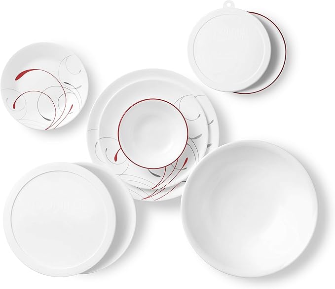 Corelle Vitrelle 78-Piece Service for 12 Dinnerware Set Triple Layer Glass and Chip Resistant Lightweight Round Plates and Bowls Set Splendor