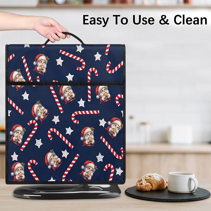 cfpolar Kitchen Aid Mixer Cover Compatible with 6-8 Quarts Xmas Santa Candy Cane Stand Mixer Cover Kitchen Aid Mixers Accessories Appliance Organizer Bag Dust Covers with Zipper Pocket