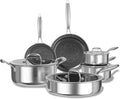 COOKER KING Stainless Steel 10pcs Cookware Set Pots and Pans Set with Lids Frying Pans Saucepans Saute Pan &amp Stock Pot Non Stick Non Toxic Induction Oven Dishwasher Safe Stay-Cool Handle