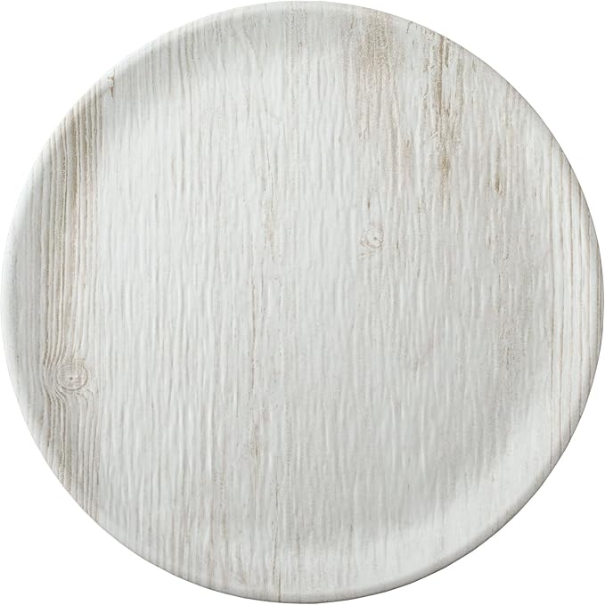 UPware 12 Piece Wood Grain Melamine Dinnerware Sets Outdoor Dishes Set Plates and Bowls Sets Service for 4 Gray