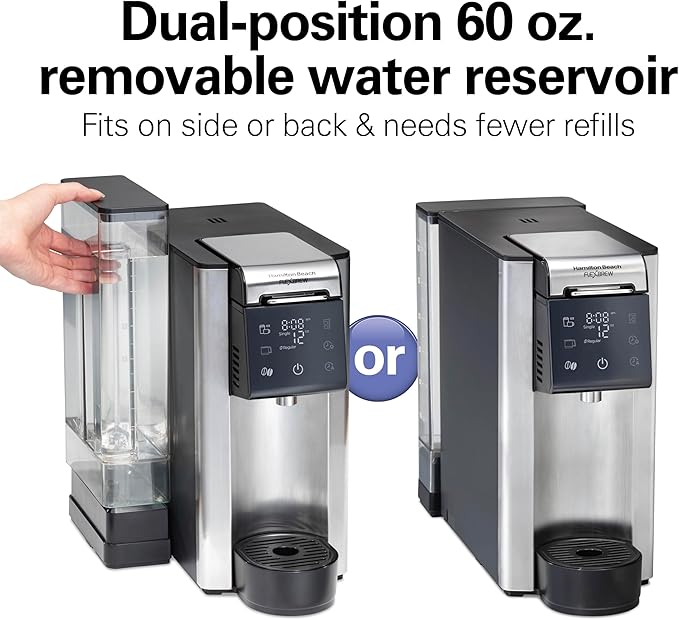 Hamilton Beach FlexBrew Advanced 5-in-1 Thermal Programmable 12 Cup Drip and Single Serve Hot &amp Iced Coffee Maker Movable 60oz. Water Reservoir Use Pod Packs and Grounds Fast Brewing Black (49