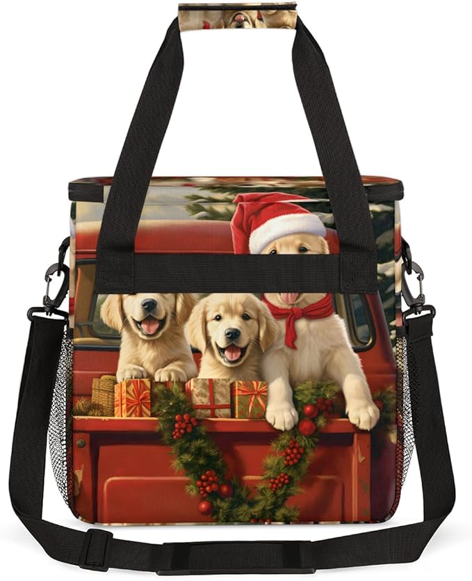 Christmas Puppy Coffee Maker Carrying Bag Portable Travel Storage Tote Bag Compatible with K-Mini or K-Mini Plus Single Serve Coffee Brewer Carrying Case with Multiple Pockets &amp Shoulder Strap