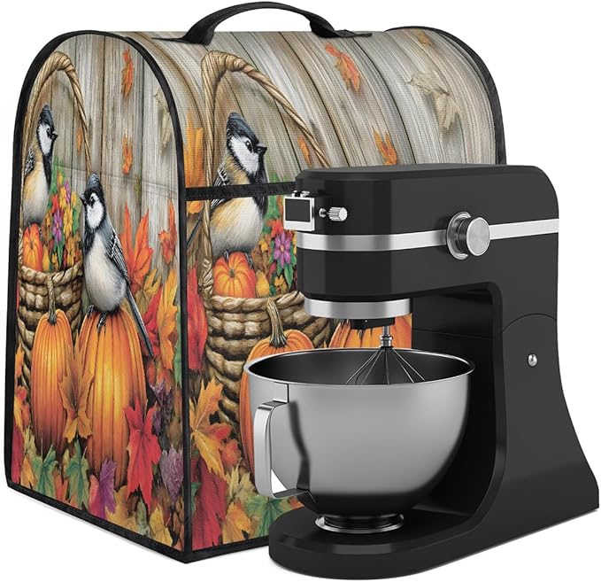 cfpolar Kitchen Aid Mixer Cover Compatible with 6-8 Quarts Fall Thanksgiving Bird Sunflowers Stand Mixer Cover Kitchen Aid Mixers Accessories Appliance Organizer Bag Dust Covers with Zipper Pocket
