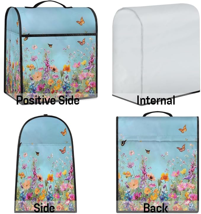 cfpolar Kitchen Aid Mixer Cover Compatible with 6-8 Quarts Flower Animal Butterfly Stand Mixer Cover Kitchen Aid Mixers Accessories Appliance Organizer Bag Dust Covers with Zipper Pocket