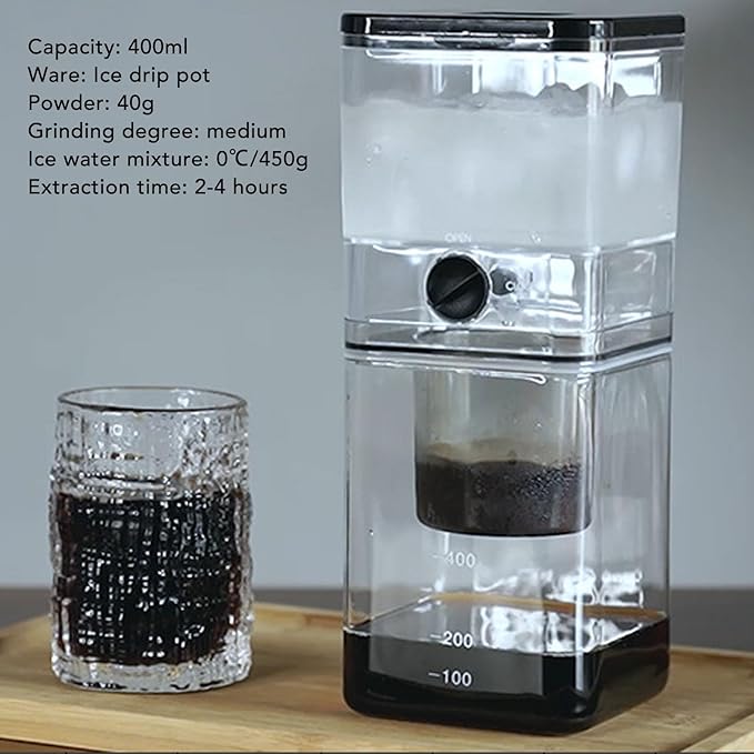TOPINCN 400ml Cold Brew Coffee Maker Portable Ice Drip Cold Brew Coffee Pot with Fast and Slow Brewing Options Detachable Components for Healthier Coffee Making