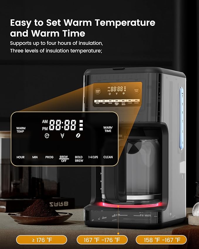 COWSAR 14-Cup Coffee Maker 24-Hour Programmable Coffee Brewer Keep Warm Drip Free Washable Filter Stainless Steel Silver - Commercial Performance