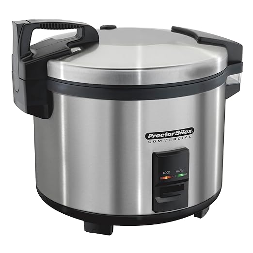 Proctor Silex Commercial 37560R Rice Cooker/Warmer 60 Cups Cooked Rice Capacity Nonstick Inner Pot Hinged Lid Stainless Steel Housing Conforms to NSF