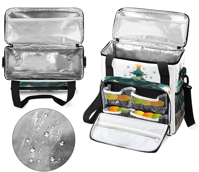 Christmas Gift Coffee Maker Carrying Bag Retro Tree Travel Storage Bag Compatible with K-Mini or K-Mini Plus Single Serve Coffee Brewer Carrying Case with Multiple Pockets &amp Shoulder Strap