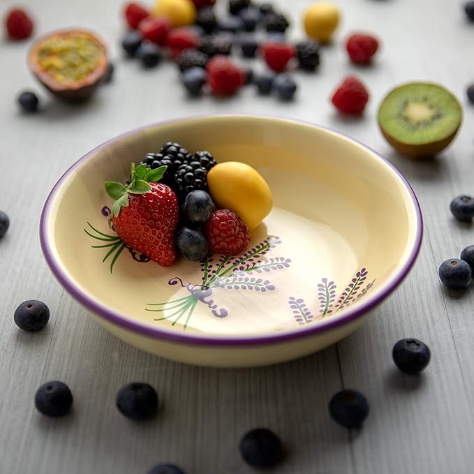 Handmade Lavender Floral Purple and CreamCeramic 12 piece Dinnerware Set | Pottery Tableware Service for 4 | Dinner Plates | Side Plates | Bowls | Housewarming Gift by City to Cottage®