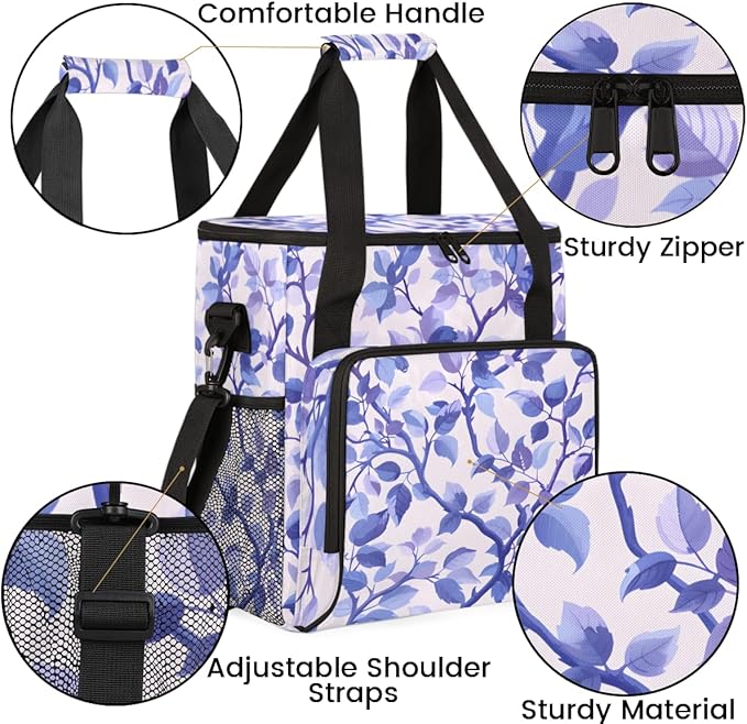 Pastel Flower Coffee Maker Carrying Bag Portable Travel Storage Tote Bag Compatible with K-Mini or K-Mini Plus Single Serve Coffee Brewer Carrying Case with Multiple Pockets &amp Shoulder Strap