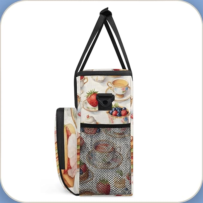 Cake Coffee Berry Coffee Maker Travel Bag for Keurig K-Mini/K-Mini Plus Insulated Waterproof Tote with Pockets Portable Single-Serve Brewer Case