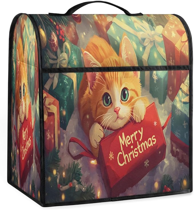 cfpolar Kitchen Aid Mixer Cover Compatible with 6-8 Quarts Christmas Cat Xmas Stand Mixer Cover Kitchen Aid Mixers Accessories Appliance Organizer Bag Dust Covers with Zipper Pocket