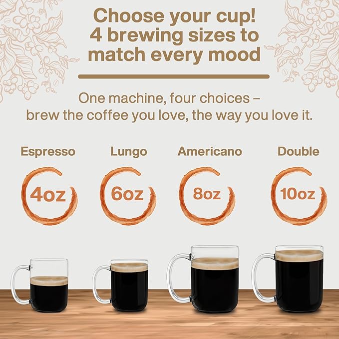 Coffee Machine – Compatible with Peet's Coffee Pods – Fast Brewing Single-Serve Coffee Maker with Rich Flavor Extraction Crema Layer Space-Saving Sleek Design Barista-Quality Taste