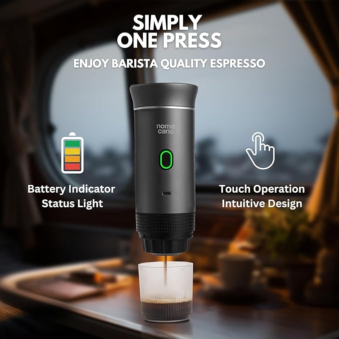 Electric Portable Espresso Machine Travel Coffee Maker Instant Self-Heating with USB-C Extraction Pod System compatible with NS Capsule &amp Ground Coffee for Camping RV Hiking Office