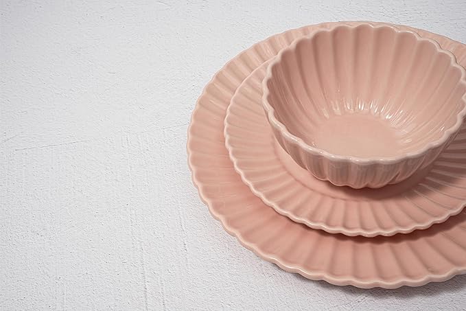 16 Piece Dinnerware Set Aruba (Pink Sunset) Plates Bowls and Mugs Set for 4